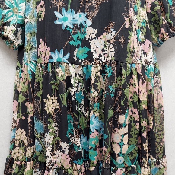 Melonie T Dress Floral Tiered Ruffle Neck Whimsigoth Fairy Goth Cottagecore M - Picture 3 of 16